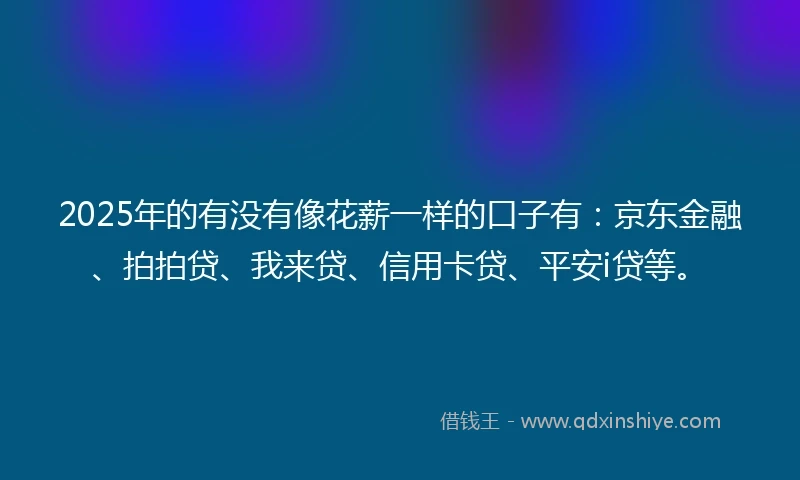2025年的有没有像花薪一样的口子有：京东金融、拍拍贷、我来贷、信用卡贷、平安i贷等。