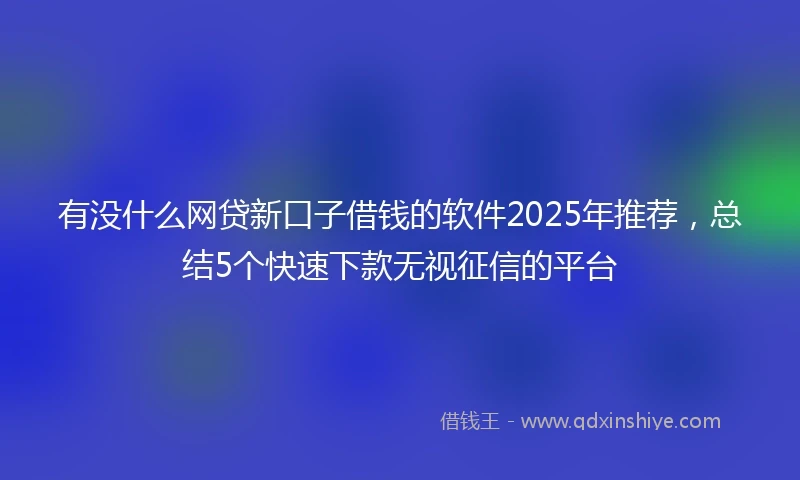 有没什么网贷新口子借钱的软件2025年推荐，总结5个快速下款无视征信的平台