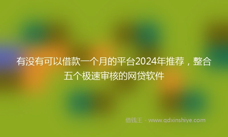 有没有可以借款一个月的平台2024年推荐，整合五个极速审核的网贷软件