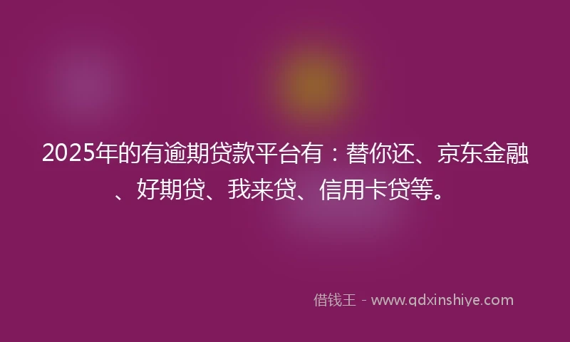 2025年的有逾期贷款平台有：替你还、京东金融、好期贷、我来贷、信用卡贷等。