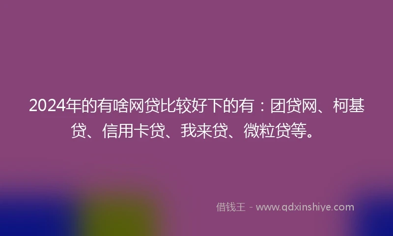 2024年的有啥网贷比较好下的有：团贷网、柯基贷、信用卡贷、我来贷、微粒贷等。