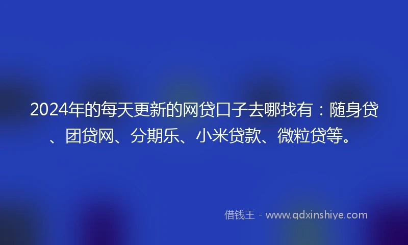 2024年的每天更新的网贷口子去哪找有：随身贷、团贷网、分期乐、小米贷款、微粒贷等。