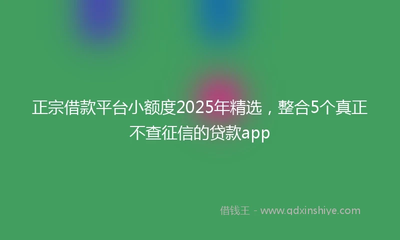 正宗借款平台小额度2025年精选，整合5个真正不查征信的贷款app