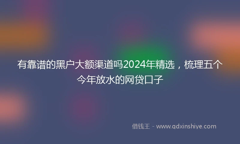 有靠谱的黑户大额渠道吗2024年精选，梳理五个今年放水的网贷口子