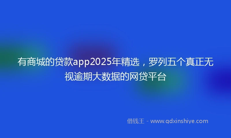 有商城的贷款app2025年精选，罗列五个真正无视逾期大数据的网贷平台