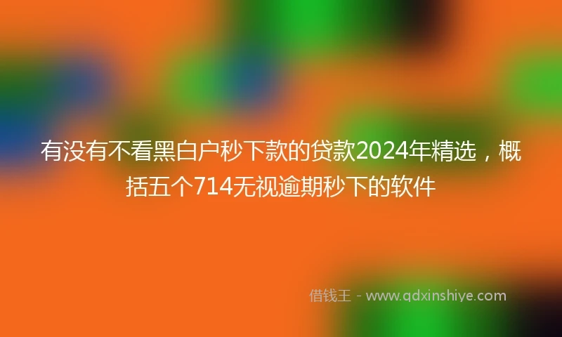 有没有不看黑白户秒下款的贷款2024年精选，概括五个714无视逾期秒下的软件