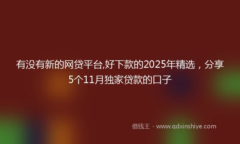 有没有新的网贷平台,好下款的2025年精选，分享5个11月独家贷款的口子