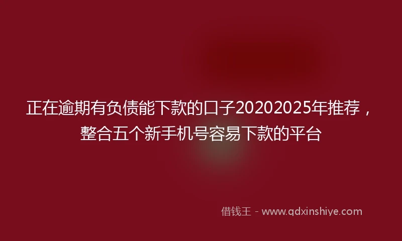正在逾期有负债能下款的口子20202025年推荐，整合五个新手机号容易下款的平台