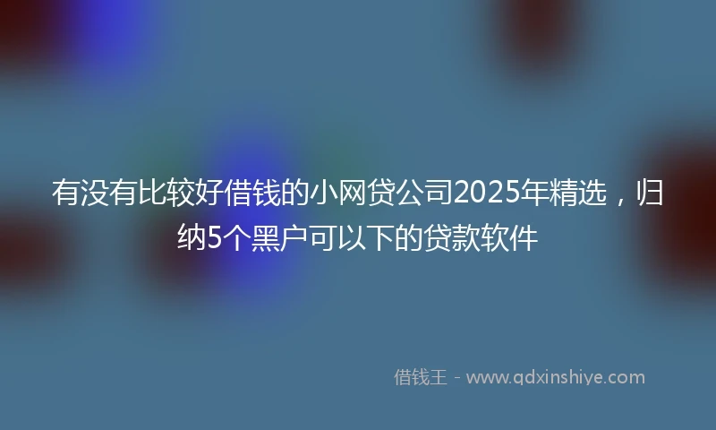 有没有比较好借钱的小网贷公司2025年精选，归纳5个黑户可以下的贷款软件