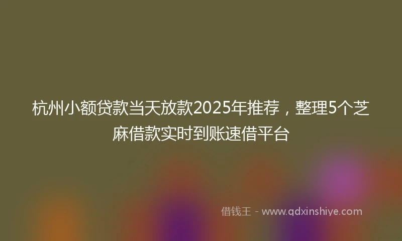 杭州小额贷款当天放款2025年推荐，整理5个芝麻借款实时到账速借平台
