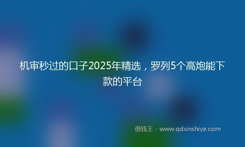 机审秒过的口子2025年精选，罗列5个高炮能下款的平台