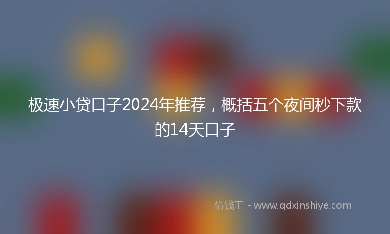 极速小贷口子2024年推荐，概括五个夜间秒下款的14天口子