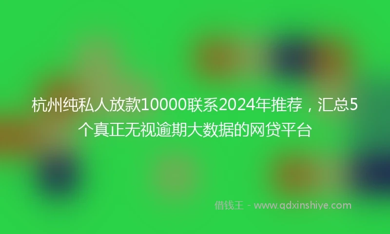 杭州纯私人放款10000联系2024年推荐，汇总5个真正无视逾期大数据的网贷平台