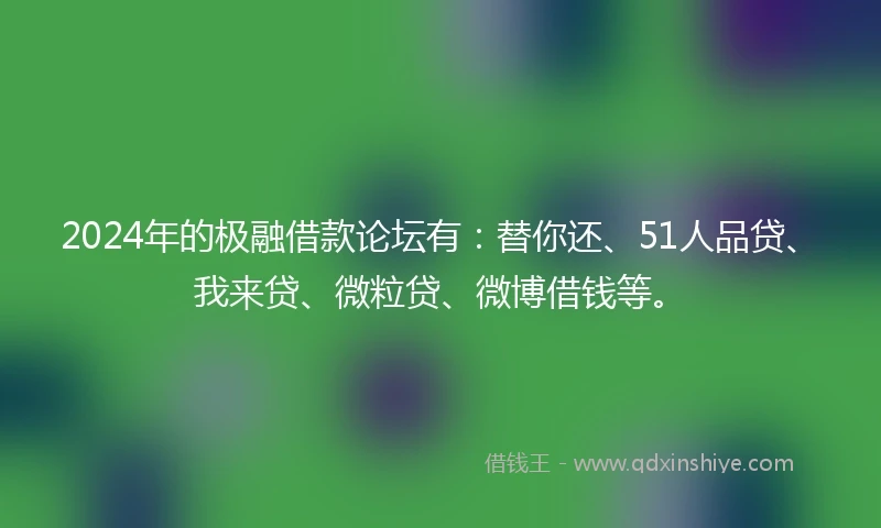 2024年的极融借款论坛有：替你还、51人品贷、我来贷、微粒贷、微博借钱等。