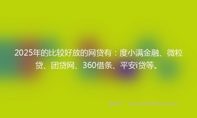 2025年的比较好放的网贷有：度小满金融、微粒贷、团贷网、360借条、平安i贷等。