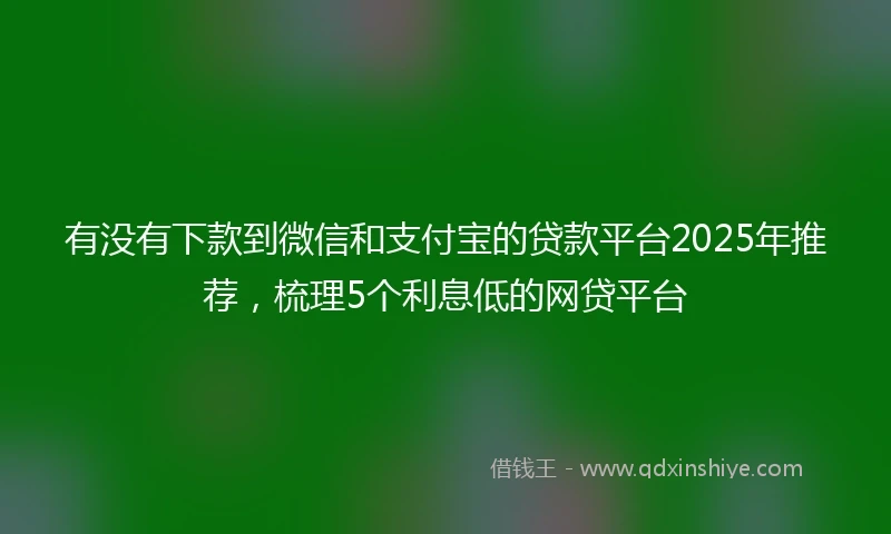 有没有下款到微信和支付宝的贷款平台2025年推荐，梳理5个利息低的网贷平台