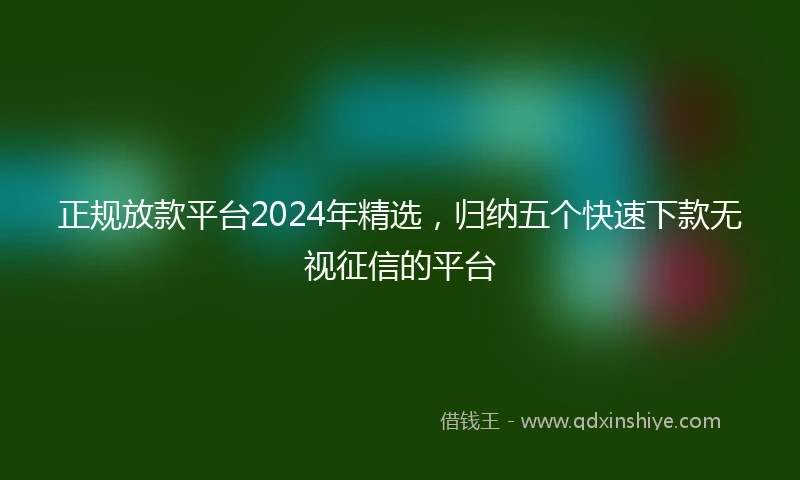 正规放款平台2024年精选，归纳五个快速下款无视征信的平台