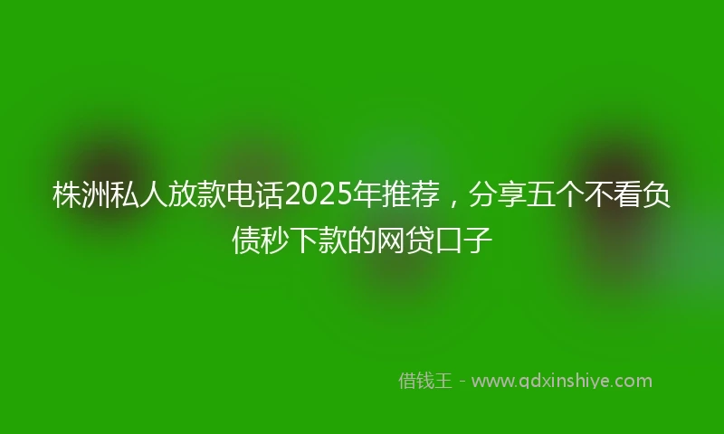 株洲私人放款电话2025年推荐，分享五个不看负债秒下款的网贷口子
