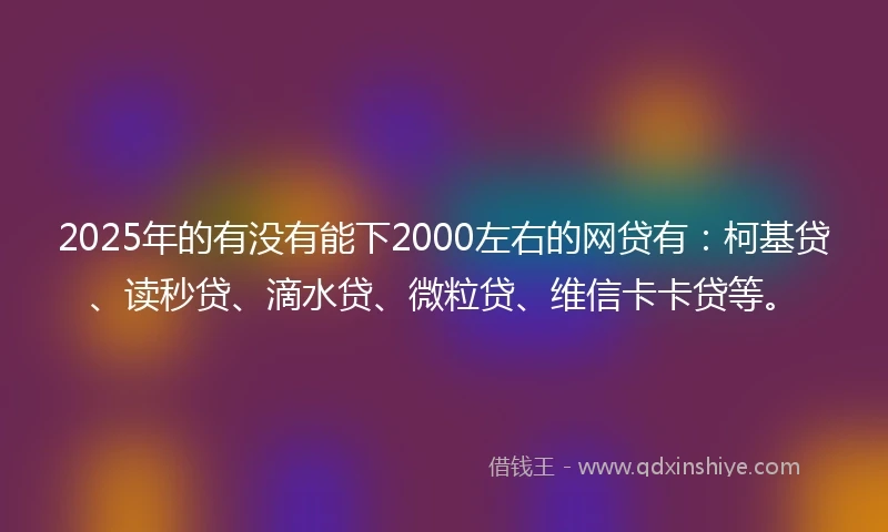 2025年的有没有能下2000左右的网贷有：柯基贷、读秒贷、滴水贷、微粒贷、维信卡卡贷等。