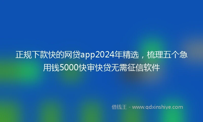 正规下款快的网贷app2024年精选，梳理五个急用钱5000快审快贷无需征信软件