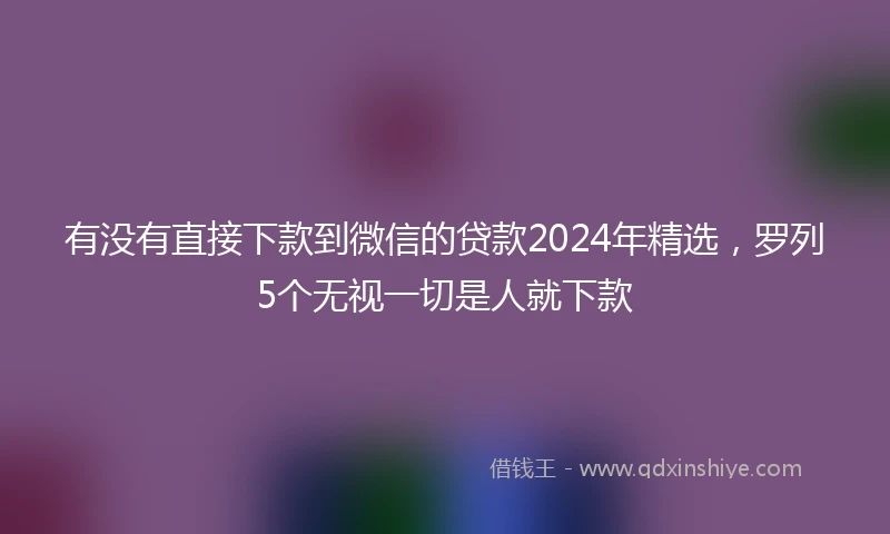 有没有直接下款到微信的贷款2024年精选，罗列5个无视一切是人就下款