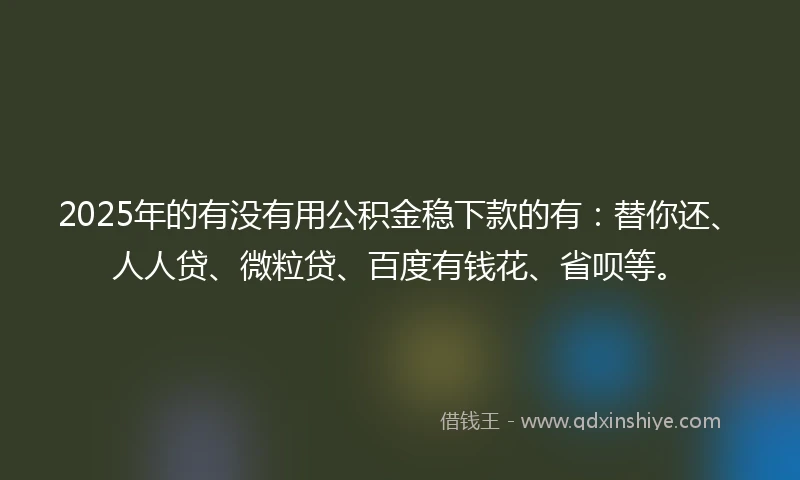 2025年的有没有用公积金稳下款的有：替你还、人人贷、微粒贷、百度有钱花、省呗等。