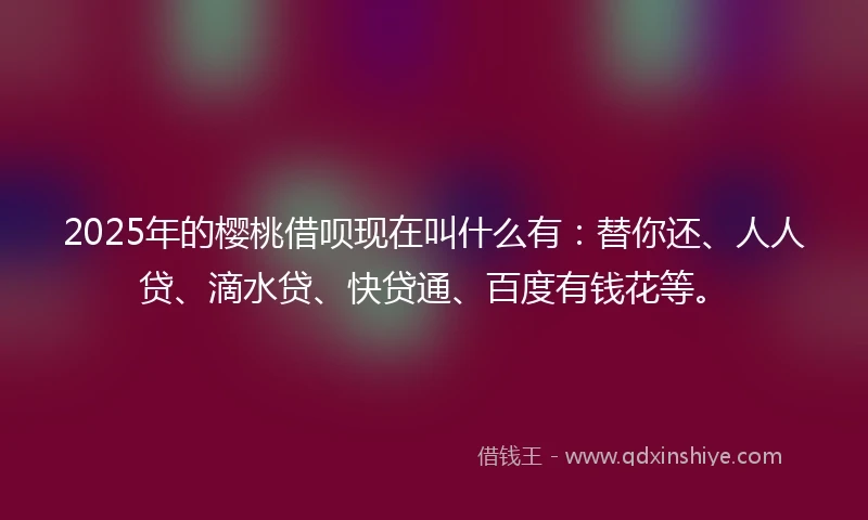 2025年的樱桃借呗现在叫什么有：替你还、人人贷、滴水贷、快贷通、百度有钱花等。