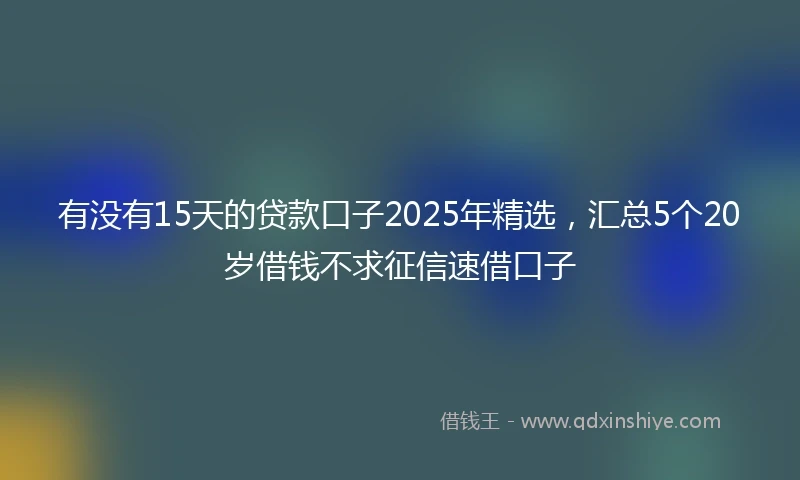 有没有15天的贷款口子2025年精选，汇总5个20岁借钱不求征信速借口子