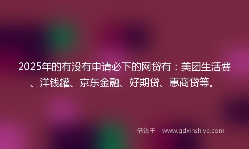 2025年的有没有申请必下的网贷有：美团生活费、洋钱罐、京东金融、好期贷、惠商贷等。