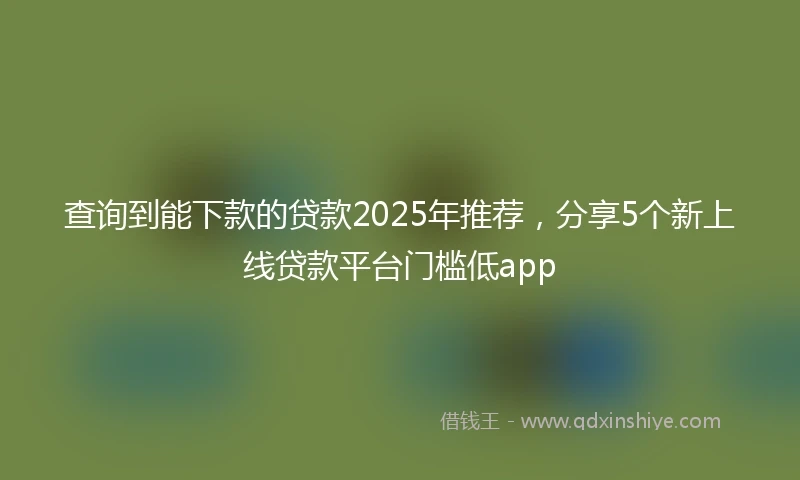 查询到能下款的贷款2025年推荐，分享5个新上线贷款平台门槛低app