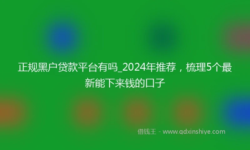正规黑户贷款平台有吗_2024年推荐，梳理5个最新能下来钱的口子