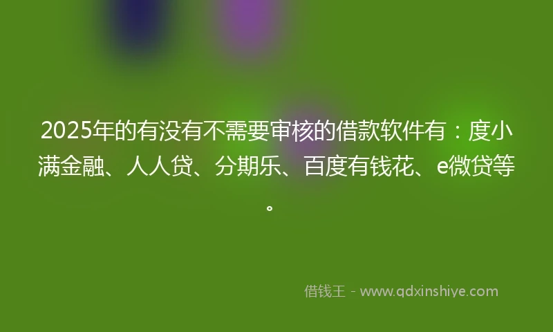 2025年的有没有不需要审核的借款软件有：度小满金融、人人贷、分期乐、百度有钱花、e微贷等。