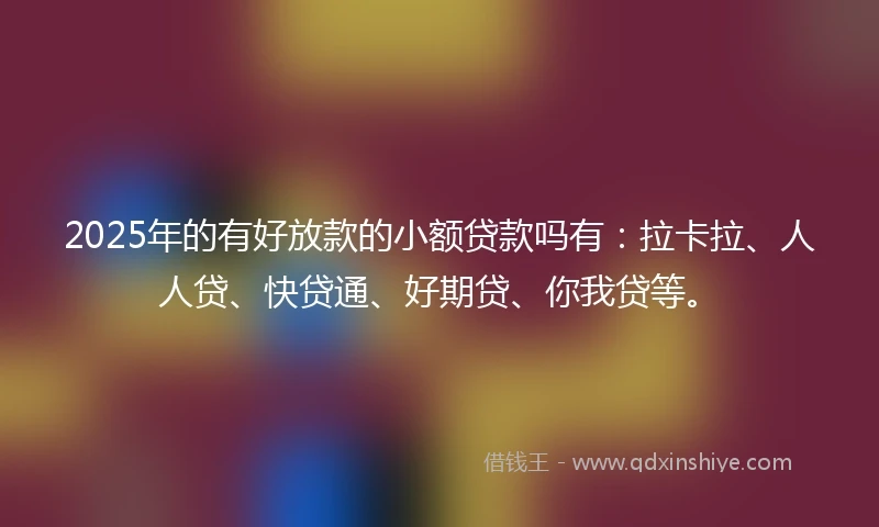 2025年的有好放款的小额贷款吗有：拉卡拉、人人贷、快贷通、好期贷、你我贷等。