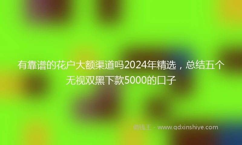 有靠谱的花户大额渠道吗2024年精选，总结五个无视双黑下款5000的口子