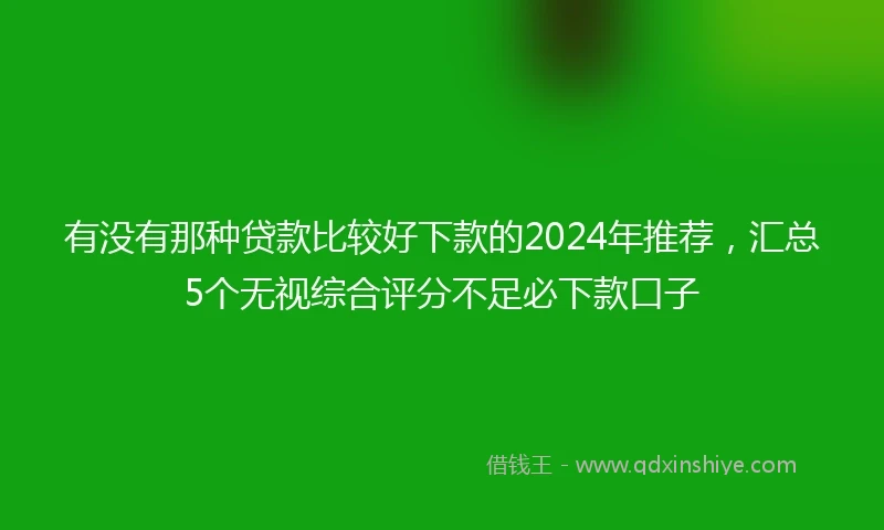 有没有那种贷款比较好下款的2024年推荐，汇总5个无视综合评分不足必下款口子
