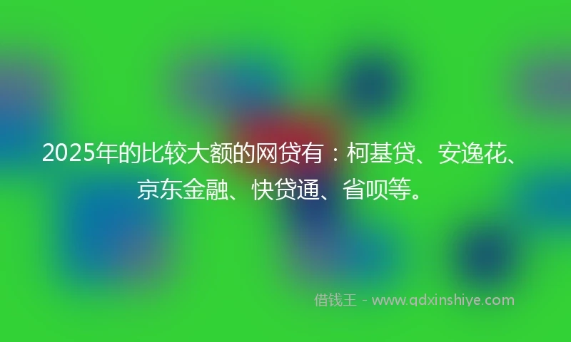 2025年的比较大额的网贷有：柯基贷、安逸花、京东金融、快贷通、省呗等。