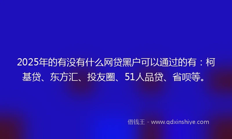 2025年的有没有什么网贷黑户可以通过的有：柯基贷、东方汇、投友圈、51人品贷、省呗等。