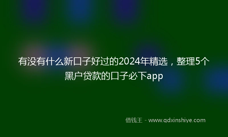 有没有什么新口子好过的2024年精选，整理5个黑户贷款的口子必下app