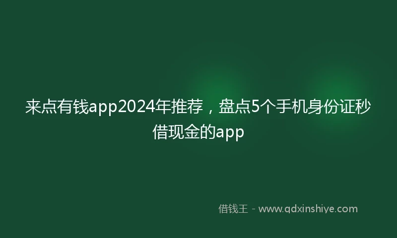 来点有钱app2024年推荐，盘点5个手机身份证秒借现金的app