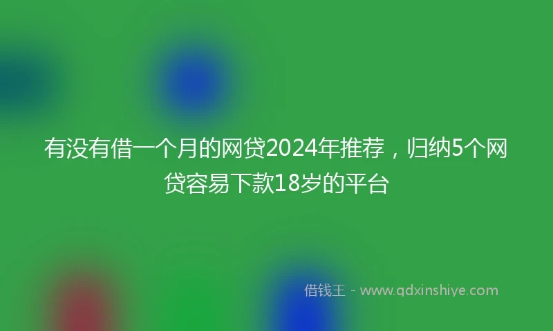 有没有借一个月的网贷2024年推荐，归纳5个网贷容易下款18岁的平台