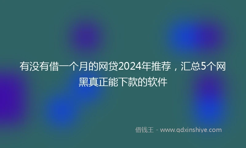 有没有借一个月的网贷2024年推荐，汇总5个网黑真正能下款的软件