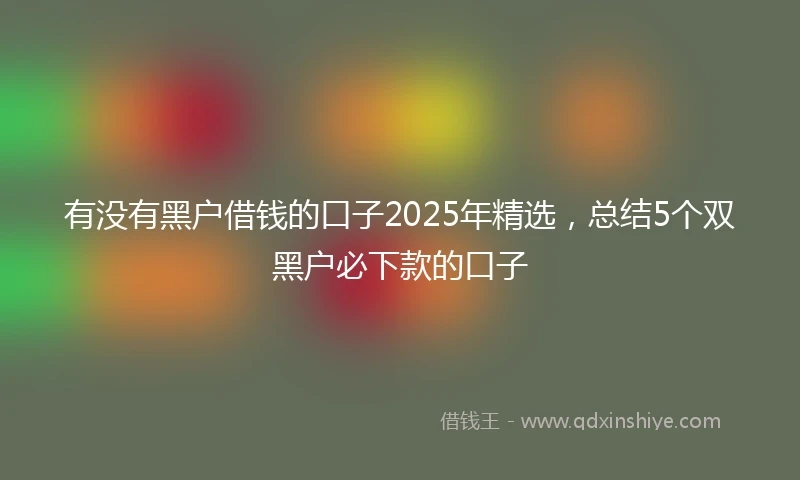 有没有黑户借钱的口子2025年精选，总结5个双黑户必下款的口子