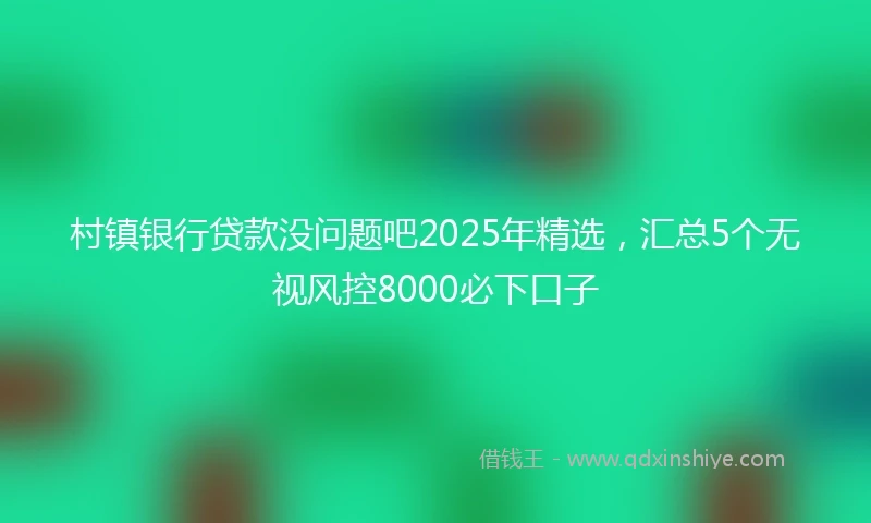 村镇银行贷款没问题吧2025年精选，汇总5个无视风控8000必下口子