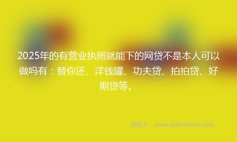 2025年的有营业执照就能下的网贷不是本人可以做吗有：替你还、洋钱罐、功夫贷、拍拍贷、好期贷等。