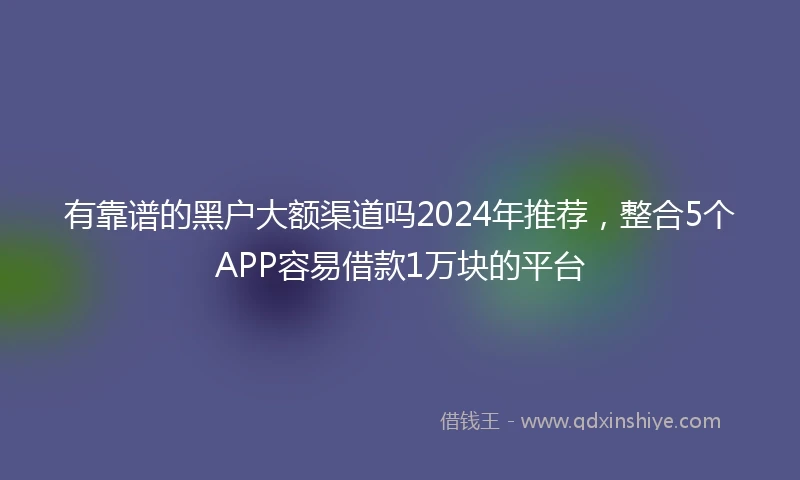 有靠谱的黑户大额渠道吗2024年推荐，整合5个APP容易借款1万块的平台
