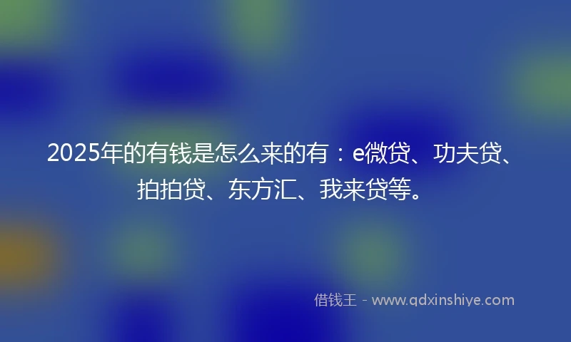 2025年的有钱是怎么来的有：e微贷、功夫贷、拍拍贷、东方汇、我来贷等。