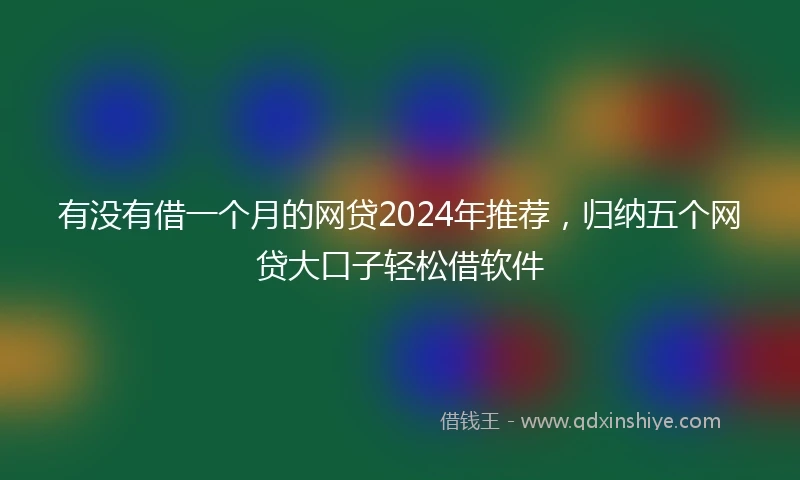 有没有借一个月的网贷2024年推荐，归纳五个网贷大口子轻松借软件