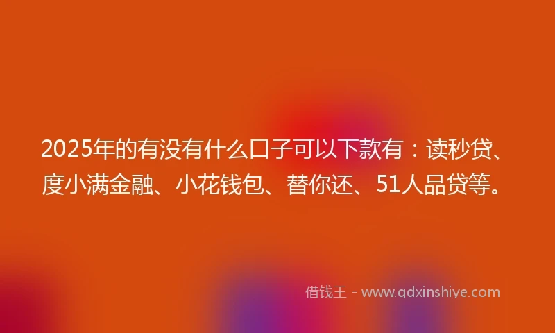 2025年的有没有什么口子可以下款有：读秒贷、度小满金融、小花钱包、替你还、51人品贷等。