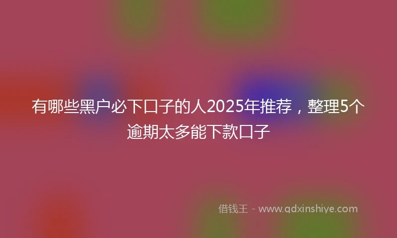 有哪些黑户必下口子的人2025年推荐，整理5个逾期太多能下款口子