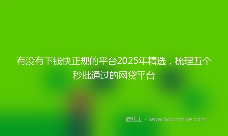 有没有下钱快正规的平台2025年精选，梳理五个秒批通过的网贷平台